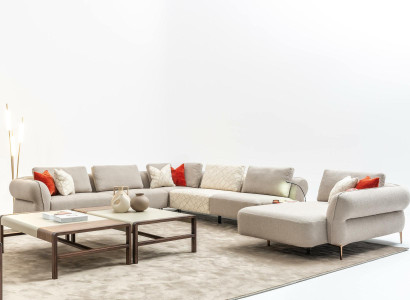Corner sofa U-shape Beige Luxury Living room Modern upholstered sofa new